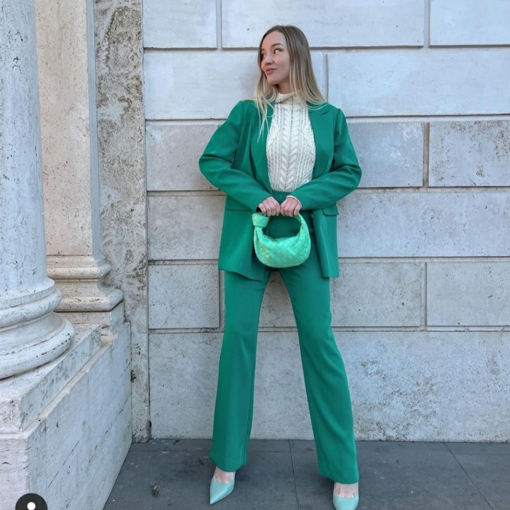 Zara SLINGBACK LEATHER HEELS GREEN Bloggers favorite - Picture 3 of 15